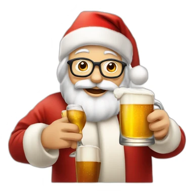 Père Noël qui offre un verre de bière à un enfant comme cadeau sticker