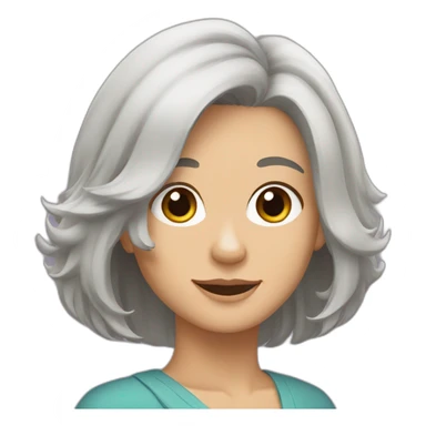 woman with shoulder length grey hair and hazel eyes and shih tzu sticker