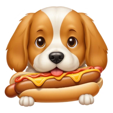 Dog eat hot-dog with 2 eggs sticker