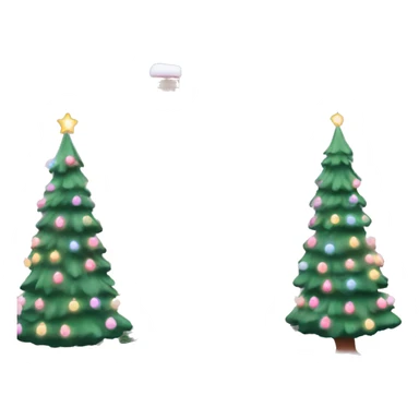 Pastel pink house with snow and Christmas lights and Christmas trees￼ sticker