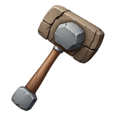 stone age hammer, realistic stone head, wooden handle sticker