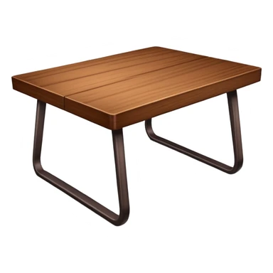 Generate a 3D  table ： warm brown wood, subtly textured, slightly angled perspective, clean edges, realistic but minimal shading, on a transparent or plain white background. Keep the design simple and clearly readable at small sizes sticker