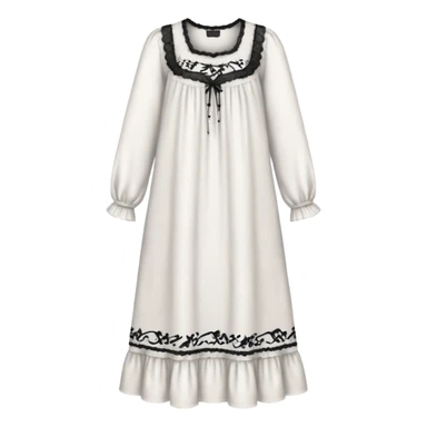 White victorian nightgown with black grafiti design  sticker