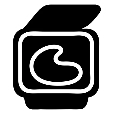 A sauce in a small square packaging sticker