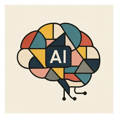 AI brain, abstract, geometric shapes, minimalistic design sticker