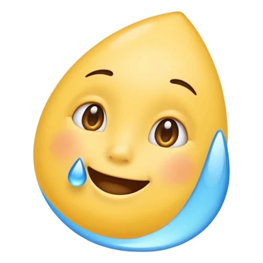 mix of these two 🥺☺️ but make it classic orginal emoji not woman or man face and without hearts and a little bit sad but still smile, make the drops blue like cry but IT NEEDS TO BE HAPPY sticker