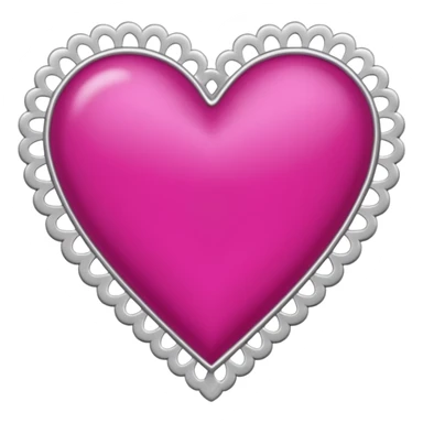 Fuchsia pink heart, silver lace trim
 sticker