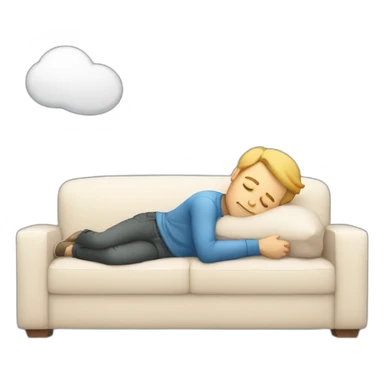 Caucasian guy sleeping on a couch dreaming of his boyfriend sticker