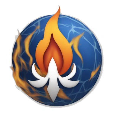 The atlasian logo with flames around i sticker