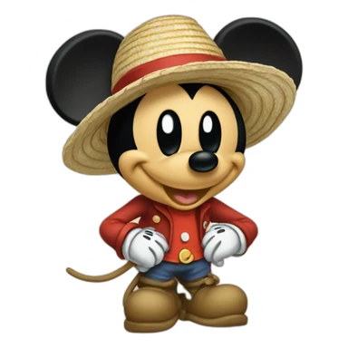 Mickey mouse with strawhat sticker