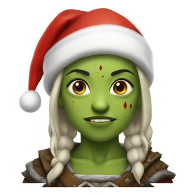 orc female warrior with santa hat sticker