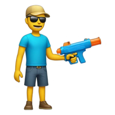 A man holds a water gun to his head sticker