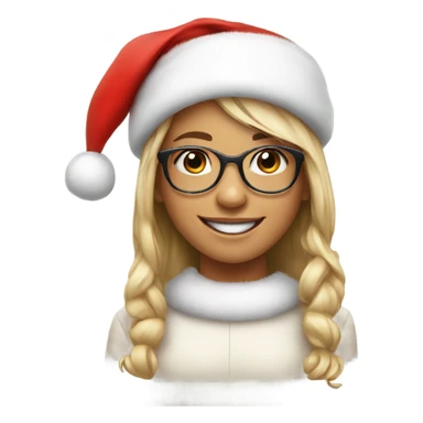 smiling girl with glasses and Santa hat portrait sticker