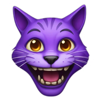 scary purple cat with full black eyes and a huge smiling mouth  sticker