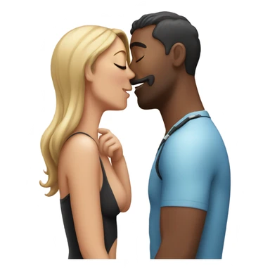 Woman in swimming suit kissing man sticker