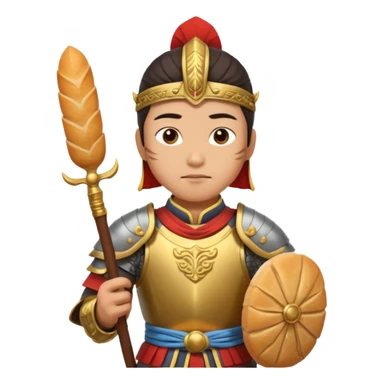 chinese ancient warrior with baguette sticker