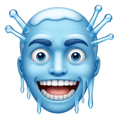 Shivering blue face with chattering teeth and icicles sticker