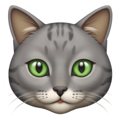 chat gris avec des yeux vert foncé et une tache en dessous du coup sur son corps sticker
