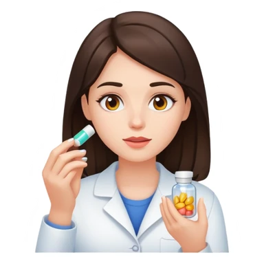 brunette girl taking pills  sticker
