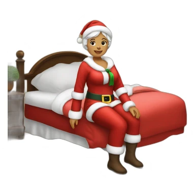 mrs santa claus sitting on bed sticker