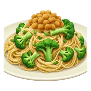 Broccoli and bread crumbs over spaghetti  sticker