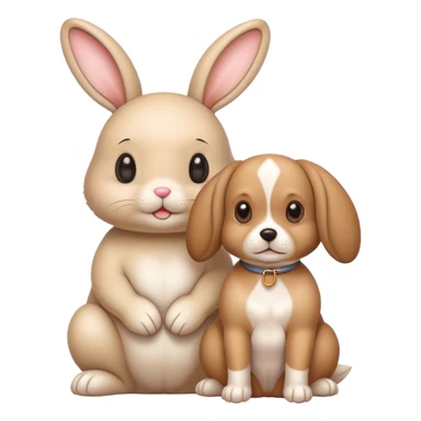 Real beige bunny sitting with a dog sticker