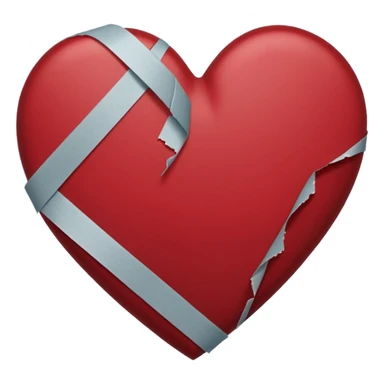 a dark red broken heart taped a little tape band sticker