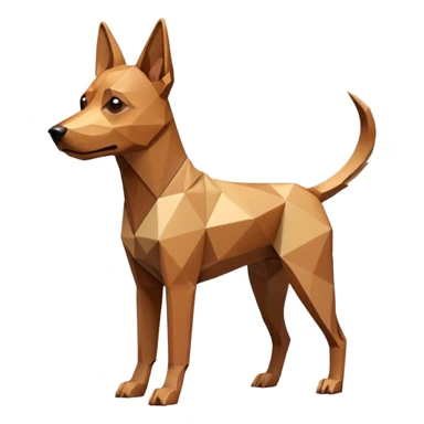 3D render of Stretched Dog, digital glitch art aesthetic, data corruption visual, brown dog stretched infinitely into a tan polygon spike, pixelated distortion, emoji style, isolated on white background --v 6.0. sticker