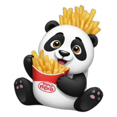 Panda eating fries sticker