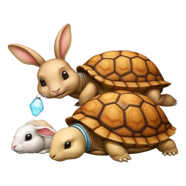 Tortu qui dort et lapin qui mange sticker
