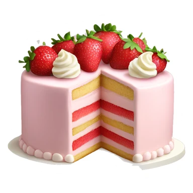 Light Pink strawberries and cream birthday cake  sticker