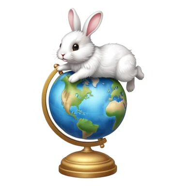 Bunny running on top of a globe of the earth sticker