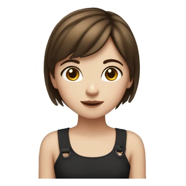 Girl with short brown hair with black and white cat sticker