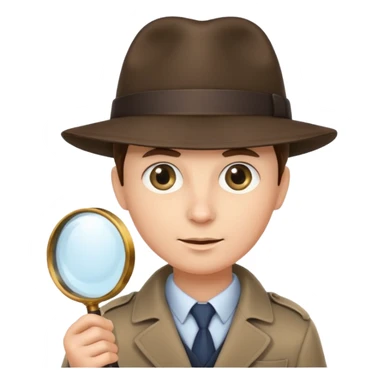 a detective with a hat and a magnifying glass sticker