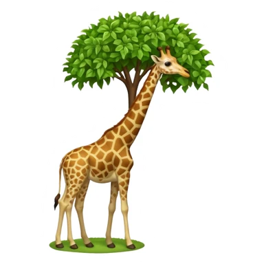 giraffe eating leaves from a tree sticker