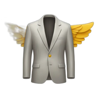 Jacket lapel with wings visible from underneath sticker