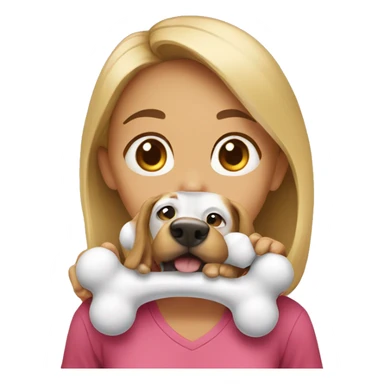 Girl has a dog bone in her mouth  sticker
