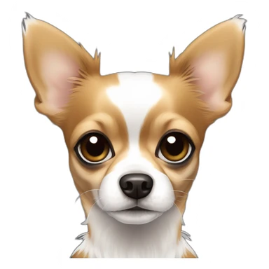 Black tan papillon long hair Chihuahua dog with some white markings chest and a snout forehead is black sticker