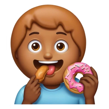 An emoji eating a doughnut sticker