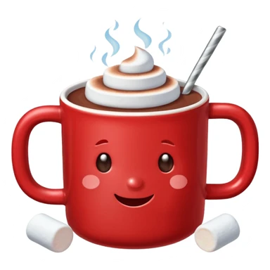 red mug of hot chocolate with marshmallows sticker