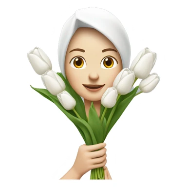 white tulip bouquet  with a woman  sticker