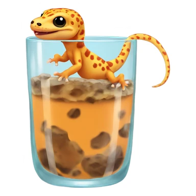 orange leopard gecko in a glass cup sticker