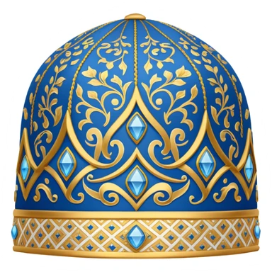 Samarkand style doppa hat with diamond patterns in blue and gold sticker