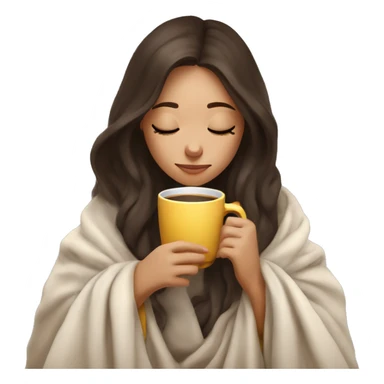 girl brunette inside a blanket sipping coffee eyes closed sticker