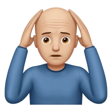 bald guy with hands on head in distress  sticker