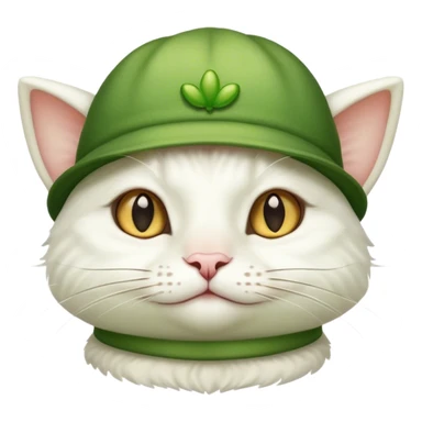 white cat wearing a frog hat sticker