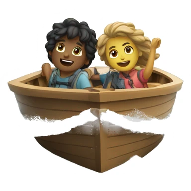 two friends escaping on boat sticker