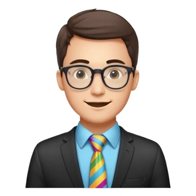 An outgoing marketer male in his late 20s, bespectacled and cheerful image sticker