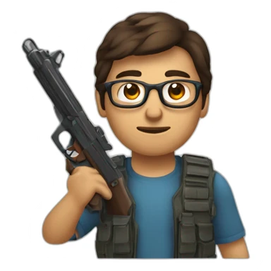 Un mec brun peau brune à lunettes avec un Gun sticker