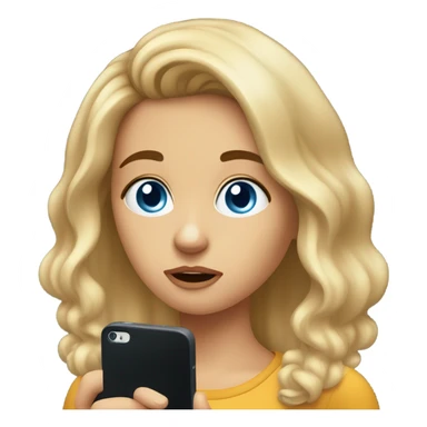 Girl with blue eyes emoji using cell phone confused because her boyfriend keep talking to other people   sticker
